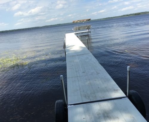 64' Roll-A-Dock with 8' L and bench with umbrella