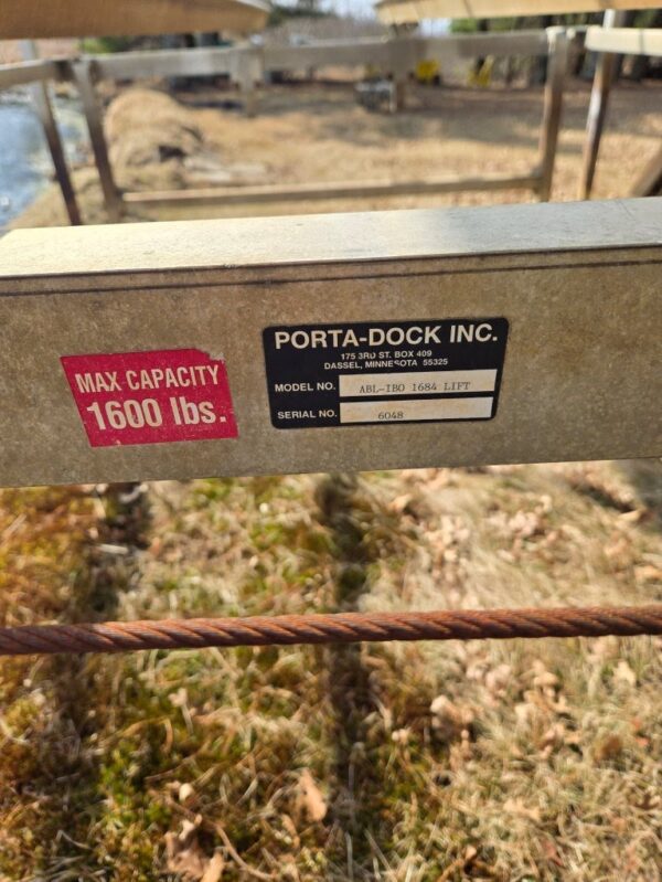 1600# Porta Dock Boat Lift with 20' canopy - $2,900 - Image 3