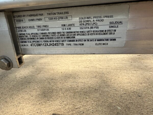 2019 Triton PWC 2up Bunk Trailer - $1,750 - Image 2
